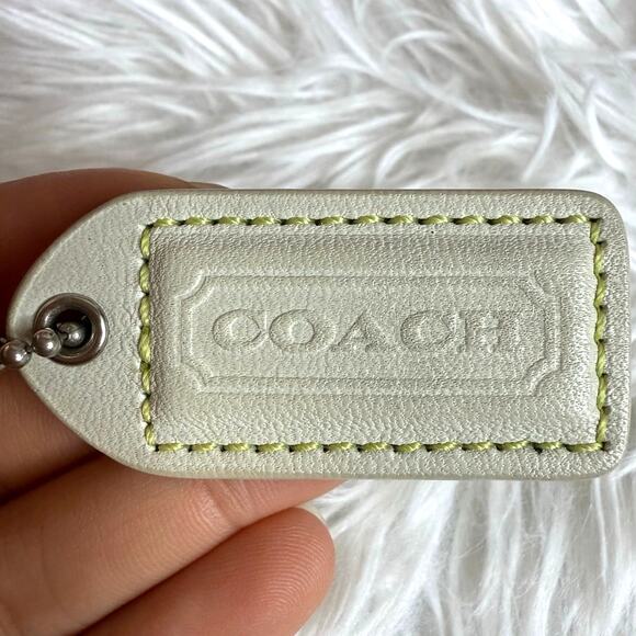 1.5" y2k COACH Vintage White Lime Fob Bag Charm Hang tag Hangtag - Picture 1 of 2